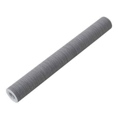 950cm L x 53cm W, Silver Grey 3D Wavy Stripes Flocked Wallpaper Roll, Non Pasted Wall Paper