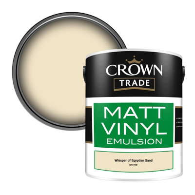 Crown Trade Vinyl Matt Walls & Ceilings Emulsion Paint Whisper Of Egyptian Sand (B7770W) 5L