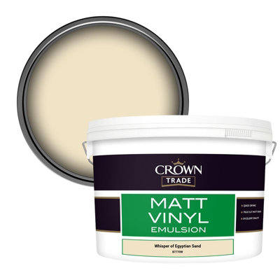 Crown Trade Vinyl Matt Walls & Ceilings Emulsion Paint Whisper Of Egyptian Sand (B7770W) 10L