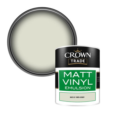 Crown Trade Vinyl Matt Walls & Ceilings Emulsion Paint Ncs S 1005-G50Y (1005-G50Y) 1L from B&Q