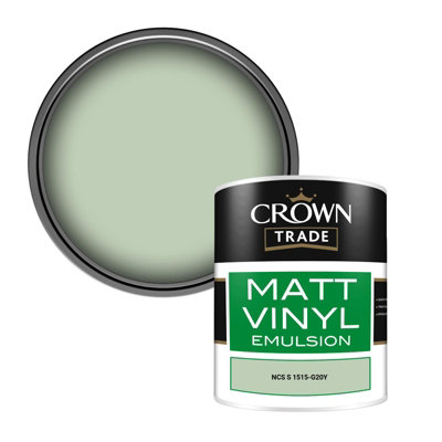 Crown Trade Vinyl Matt Walls & Ceilings Emulsion Paint Ncs S 1515-G20Y (1515-G20Y) 1L from B&Q