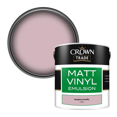 Crown Trade Vinyl Matt Walls & Ceilings Emulsion Paint Raspberry Souffle (V7510X) 2.5L from B&Q