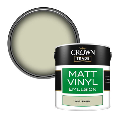 Crown Trade Vinyl Matt Walls & Ceilings Emulsion Paint Ncs S 1510-G60Y (1510-G60Y) 2.5L from B&Q