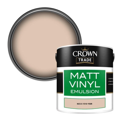 Crown Trade Vinyl Matt Walls & Ceilings Emulsion Paint Ncs S 1510-Y50R (1510-Y50R) 2.5L from B&Q