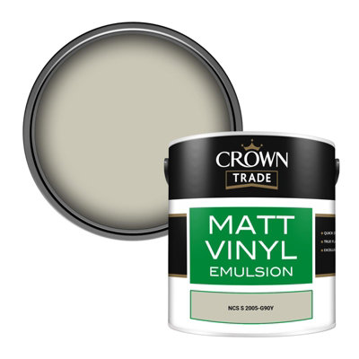 Crown Trade Vinyl Matt Walls & Ceilings Emulsion Paint Ncs S 2005-G90Y (2005-G90Y) 2.5L from B&Q