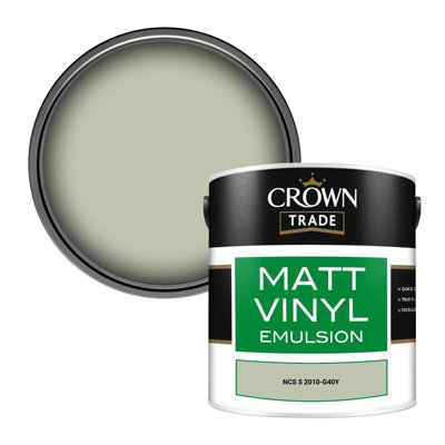 Crown Trade Vinyl Matt Walls & Ceilings Emulsion Paint Ncs S 2010-G40Y (2010-G40Y) 2.5L from B&Q