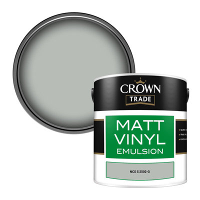 Crown Trade Vinyl Matt Walls & Ceilings Emulsion Paint Ncs S 2502-G (2502-G) 2.5L from B&Q