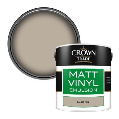Crown Trade Vinyl Matt Walls & Ceilings Emulsion Paint Ral 075 70 10 (075 70 10) 2.5L from B&Q