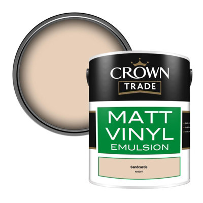 Crown Trade Vinyl Matt Walls & Ceilings Emulsion Paint Sandcastle (A6620T) 5L
