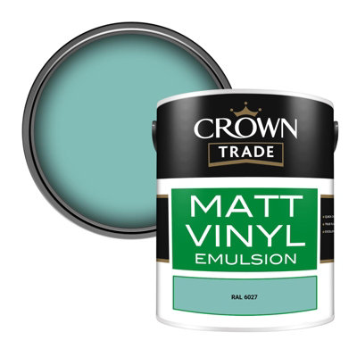 Crown Trade Vinyl Matt Walls & Ceilings Emulsion Paint Ral 6027 (6027) 5L from B&Q