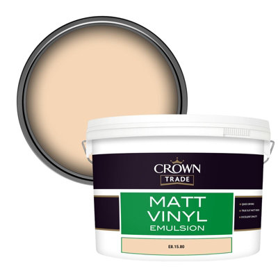 Crown Trade Vinyl Matt Walls & Ceilings Emulsion Paint (E8.15.80) 10L from B&Q