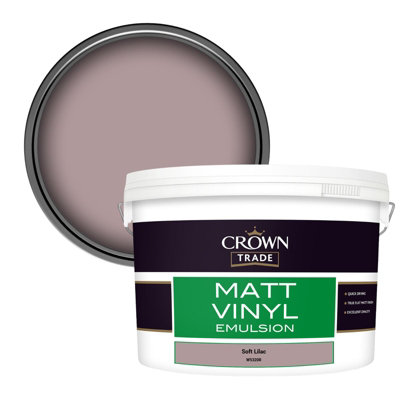 Crown Trade Vinyl Matt Walls & Ceilings Emulsion Paint Soft Lilac (W5320R) 10L from B&Q