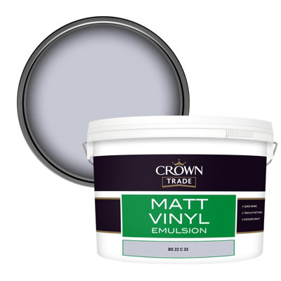 Crown Trade Vinyl Matt Walls & Ceilings Emulsion Paint Bs 22 C 33 (22C33) 10L from B&Q