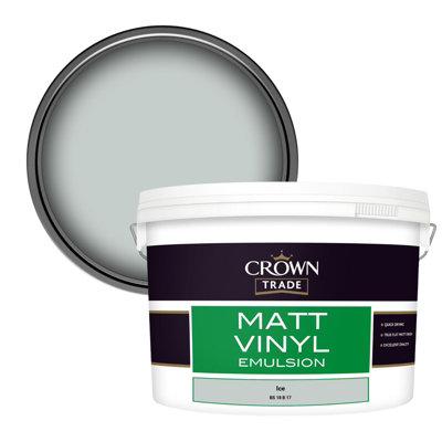 Crown Trade Vinyl Matt Walls & Ceilings Emulsion Paint Ice Bs 18 B 17 (18B17) 10L from B&Q