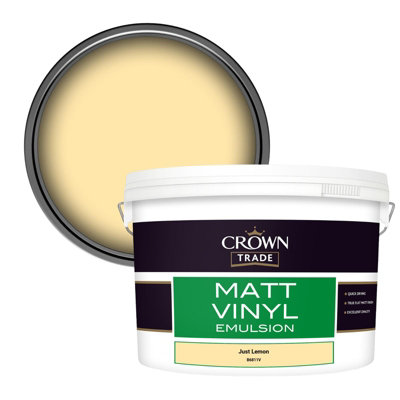 Crown Trade Vinyl Matt Walls & Ceilings Emulsion Paint Just Lemon (B6811V) 10L