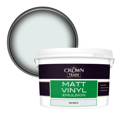 Crown Trade Vinyl Matt Walls & Ceilings Emulsion Paint Ncs 0005-B (0005-B) 10L from B&Q