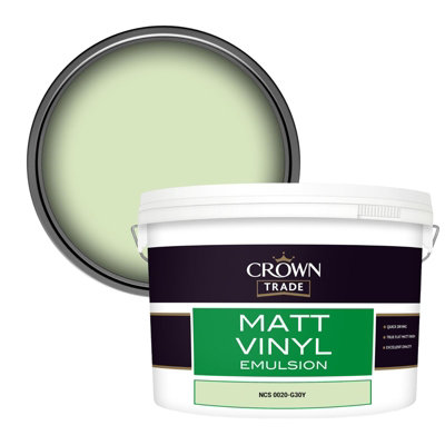 Crown Trade Vinyl Matt Walls & Ceilings Emulsion Paint Ncs 0020-G30Y (0020-G30Y) 10L from B&Q