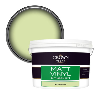 Crown Trade Vinyl Matt Walls & Ceilings Emulsion Paint Ncs S 0530-G40Y (0530-G40Y) 10L from B&Q