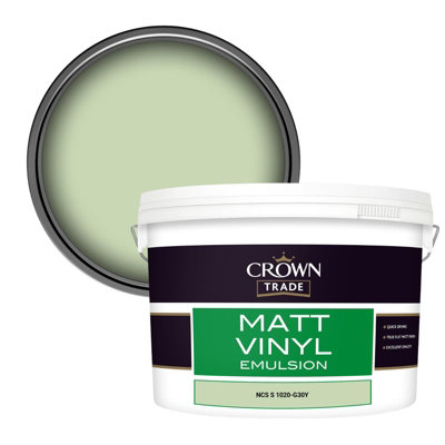 Crown Trade Vinyl Matt Walls & Ceilings Emulsion Paint Ncs S 1020-G30Y (1020-G30Y) 10L from B&Q