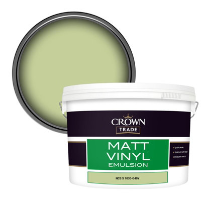 Crown Trade Vinyl Matt Walls & Ceilings Emulsion Paint Ncs S 1030-G40Y (1030-G40Y) 10L from B&Q