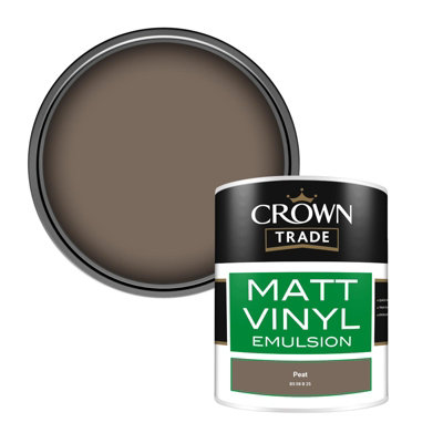 Crown Trade Vinyl Matt Walls & Ceilings Emulsion Paint Peat Bs 08 B 25 (08B25) 1L from B&Q