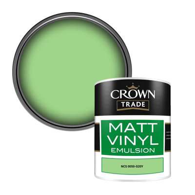 Crown Trade Vinyl Matt Walls & Ceilings Emulsion Paint Ncs 0050-G20Y (0050-G20Y) 1L from B&Q