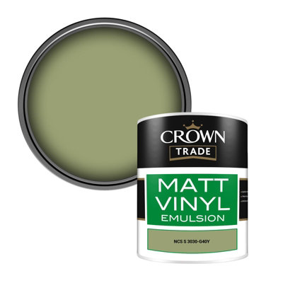 Crown Trade Vinyl Matt Walls & Ceilings Emulsion Paint Ncs S 3030-G40Y (3030-G40Y) 1L from B&Q