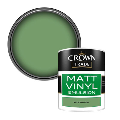 Crown Trade Vinyl Matt Walls & Ceilings Emulsion Paint Ncs S 3040-G20Y (3040-G20Y) 1L from B&Q