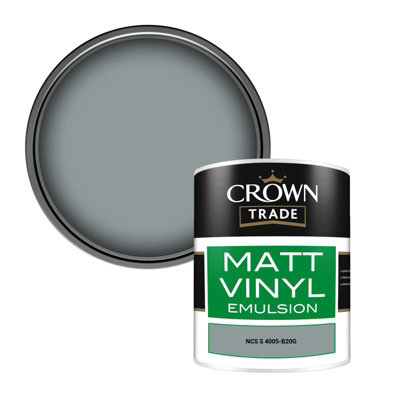 Crown Trade Vinyl Matt Walls & Ceilings Emulsion Paint Ncs S 4005-B20G (4005-B20G) 1L from B&Q