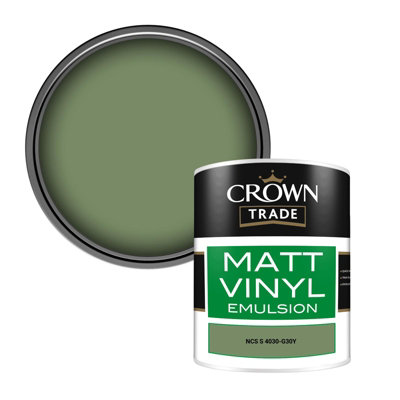 Crown Trade Vinyl Matt Walls & Ceilings Emulsion Paint Ncs S 4030-G30Y (4030-G30Y) 1L from B&Q