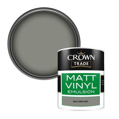 Crown Trade Vinyl Matt Walls & Ceilings Emulsion Paint Ncs S 5005-G50Y (5005-G50Y) 1L from B&Q