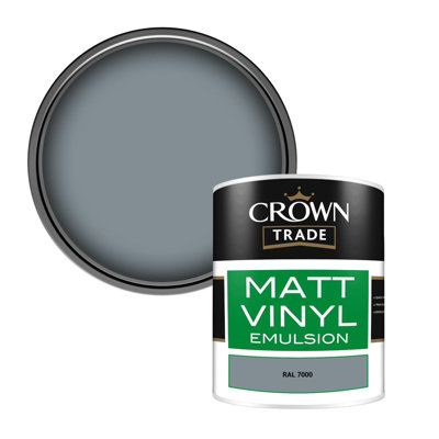 Crown Trade Vinyl Matt Walls & Ceilings Emulsion Paint Ral 7000 (7000) 1L from B&Q