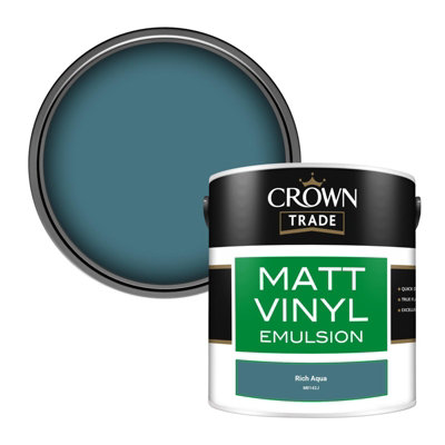 B&Q -  Vinyl Matt Walls & Ceilings Emulsion Paint Rich Aqua (M0142J) 2.5L