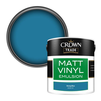Crown Trade Vinyl Matt Walls & Ceilings Emulsion Paint Strong Blue Bs 381C 107 (107) 2.5L from B&Q