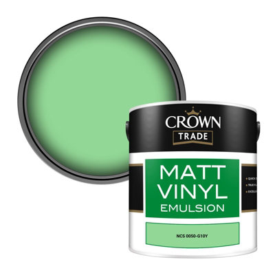 Crown Trade Vinyl Matt Walls & Ceilings Emulsion Paint Ncs 0050-G10Y (0050-G10Y) 2.5L from B&Q
