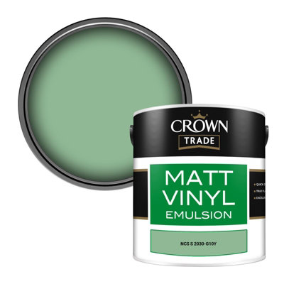 Crown Trade Vinyl Matt Walls & Ceilings Emulsion Paint Ncs S 2030-G10Y (2030-G10Y) 2.5L from B&Q