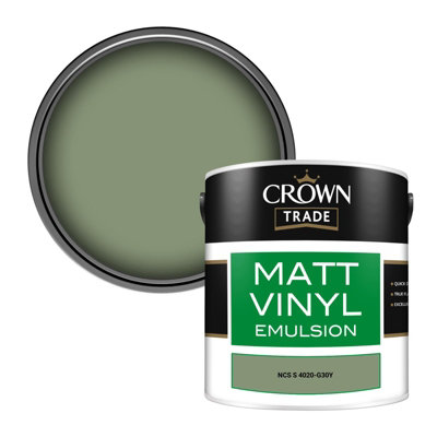 Crown Trade Vinyl Matt Walls & Ceilings Emulsion Paint Ncs S 4020-G30Y (4020-G30Y) 2.5L from B&Q