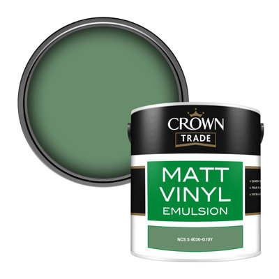 Crown Trade Vinyl Matt Walls & Ceilings Emulsion Paint Ncs S 4030-G10Y (4030-G10Y) 2.5L from B&Q