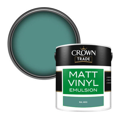 Crown Trade Vinyl Matt Walls & Ceilings Emulsion Paint Ral 6033 (6033) 2.5L from B&Q