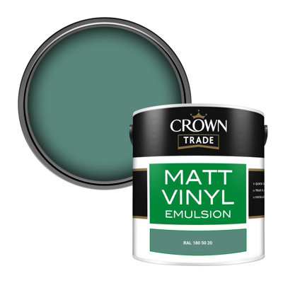 Crown Trade Vinyl Matt Walls & Ceilings Emulsion Paint Ral 180 50 20 (180 50 20) 2.5L from B&Q