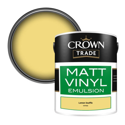 Crown Trade Vinyl Matt Walls & Ceilings Emulsion Paint Lemon Souffle (C0702Q) 5L