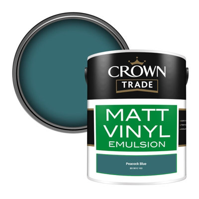 Crown Trade Vinyl Matt Walls & Ceilings Emulsion Paint Peacock Blue Bs 381C 103 (103) 5L from B&Q