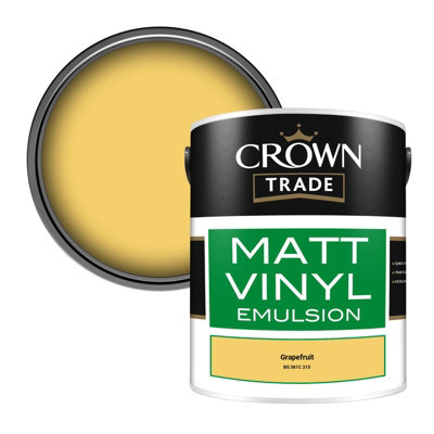 Crown Trade Vinyl Matt Walls & Ceilings Emulsion Paint Grapefruit Bs 381C 315 (315) 5L from B&Q