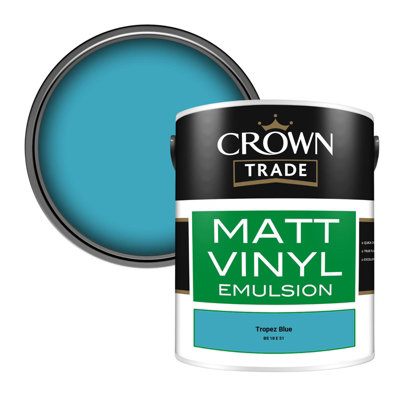 Crown Trade Vinyl Matt Walls & Ceilings Emulsion Paint Tropez Blue Bs 18 E 51 (18E51) 5L from B&Q