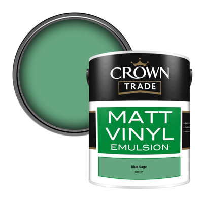 Crown Trade Vinyl Matt Walls & Ceilings Emulsion Paint Blue Sage (G2312P) 5L