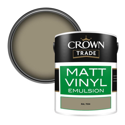 Crown Trade Vinyl Matt Walls & Ceilings Emulsion Paint Ral 7034 (7034) 5L from B&Q