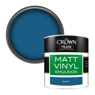 Crown Trade Vinyl Matt Walls & Ceilings Emulsion Paint Ral 5010 (5010) 250Ml Tester from B&Q