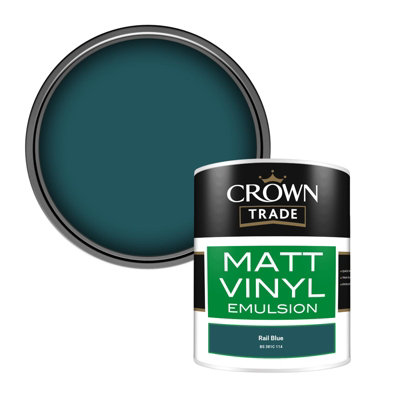 Crown Trade Vinyl Matt Walls & Ceilings Emulsion Paint Rail Blue Bs 381C 114 (114) 1L from B&Q