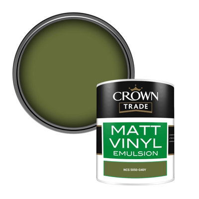 Crown Trade Vinyl Matt Walls & Ceilings Emulsion Paint Ncs 5050-G40Y (5050-G40Y) 1L from B&Q