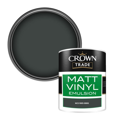 Crown Trade Vinyl Matt Walls & Ceilings Emulsion Paint Ncs 9005-B80G (9005-B80G) 1L from B&Q